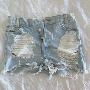 Brandy Melville Light Wash High Waisted Denim Shorts